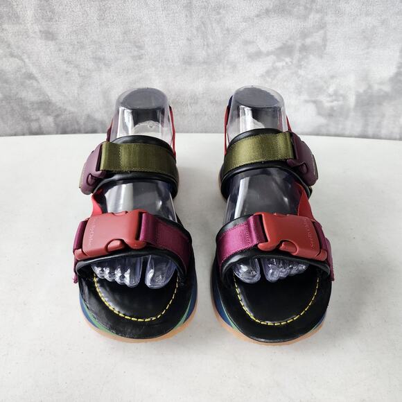 See By Chloe Sandals Womens Size 7 Fabri Ysee Revolve Buckles Leather Nylon - Picture 10 of 12